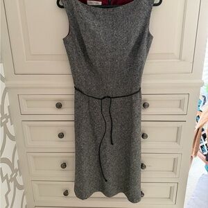 Kay Unger Classic Gray Sleeveless Dress with leather belt